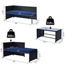 Vina 3pc Outdoor Patio Sofa with RHF Chaise and Table - Dark Blue / Black - Seasonal Overstock