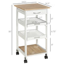 Adina 4-Tier Rolling Kitchen Island & Serving Cart - White - Seasonal Overstock