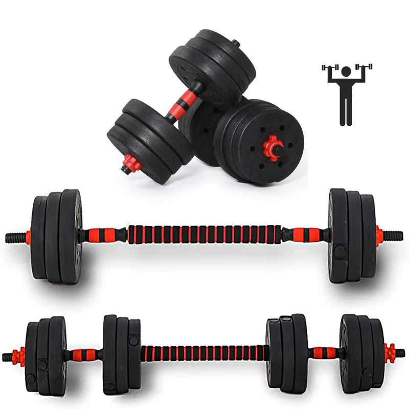 3-in-1 Adjustable Dumbbell Set with Barbell Connecting Rod 20Kg / 44lbs - Seasonal Overstock