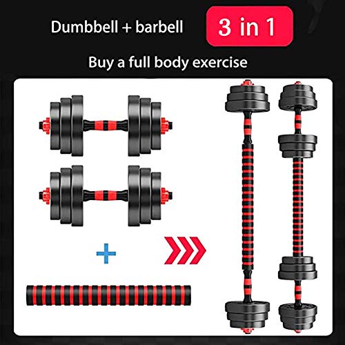 3-in-1 Adjustable Dumbbell Set with Barbell Connecting Rod 20Kg / 44lbs - Seasonal Overstock
