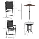 Carina 4pc Bistro Set with Folding Chairs Table and Umbrella - Black - Seasonal Overstock