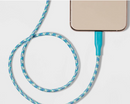Case Pack of 12 - Heyday 6' Blue and White Braided Lighting to USB-C Cable - Seasonal Overstock