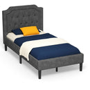 Tula Twin Size Grey Upholstered Platform Bed - Seasonal Overstock