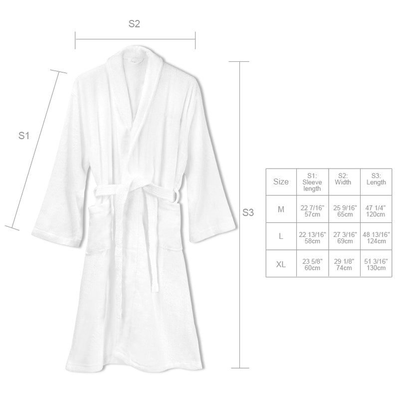 Unisex 100% Terry Cotton Cozy Soft Spa Robe - White - Seasonal Overstock