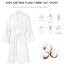 Unisex 100% Terry Cotton Cozy Soft Spa Robe - White - Seasonal Overstock