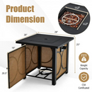 Kenna 28" Square Fire Table with Cover - Black and Brown - Seasonal Overstock