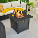 Arpina 50,000 BTU Square Black 32" Fire Table with Glass Stones - Seasonal Overstock