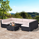 Patio Furniture, Wellington Shores 7pc Outdoor Sectional Sofa - Khaki Black - Seasonal Overstock