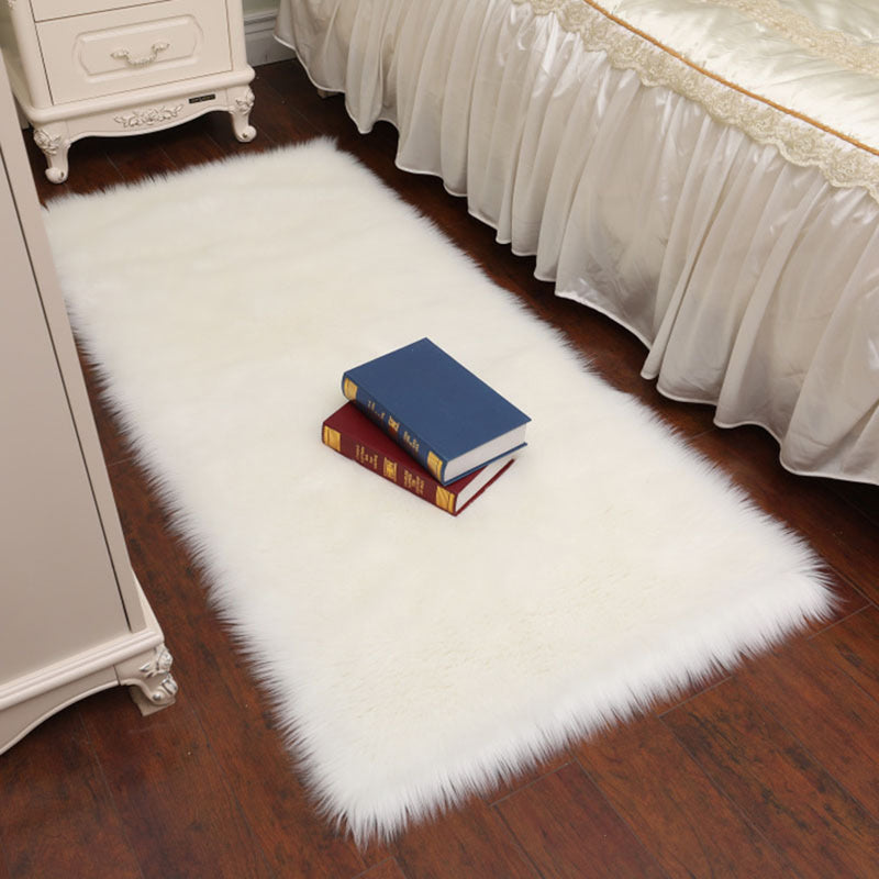 24" X 72" Soft and Plush Faux Fur White Bedside Runner - Seasonal Overstock