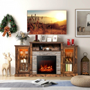 Townes Fireplace TV Stand with 16-Colour LED Backlights for TVs Up To 65-in - Rustic Brown - Seasonal Overstock