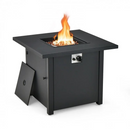 Arpina 50,000 BTU Square Black 32" Fire Table with Glass Stones - Seasonal Overstock