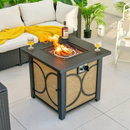 Kenna 28" Square Fire Table with Cover - Black and Brown - Seasonal Overstock