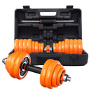 FED 3-in-1 Adjustable Cast Iron Dumbbell Set with Barbell Connector 30kg / 66lbs Orange - Seasonal Overstock