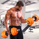 FED 3-in-1 Adjustable Cast Iron Dumbbell Set with Barbell Connector 30kg / 66lbs Orange - Seasonal Overstock