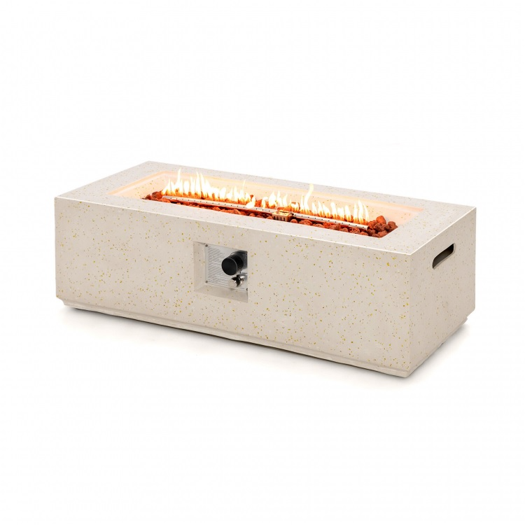 Valor 45,000 BTU Rectangular Terrazzo Fire Pit Table - White - Seasonal Overstock