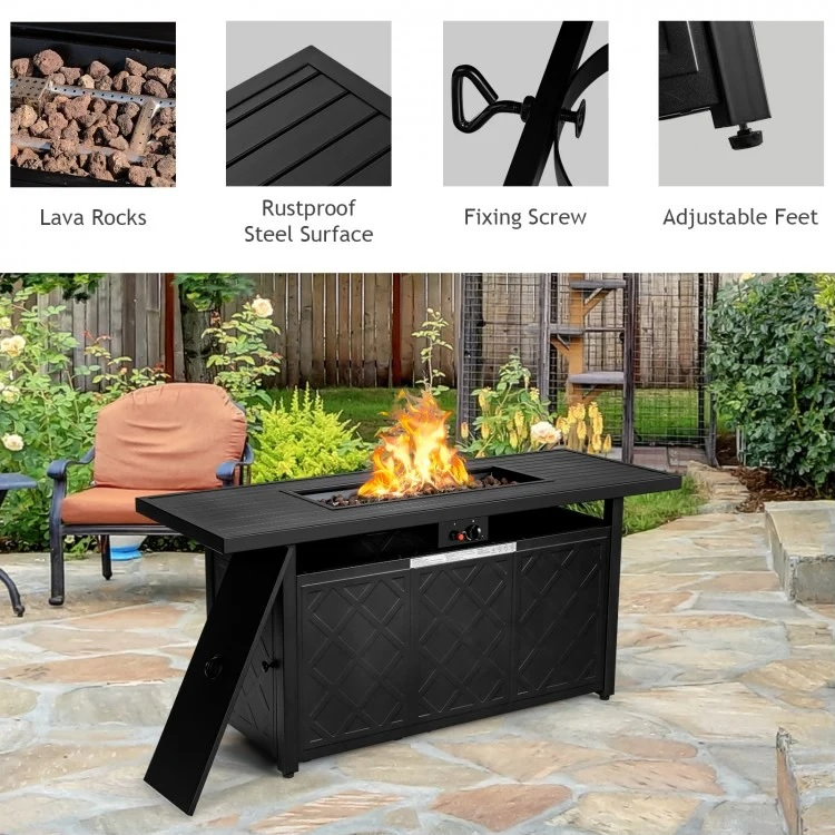 Hagan 57" 50,000BTU Rectangular Propane Outdoor Fire Table - Seasonal Overstock