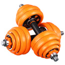 FED 3-in-1 Adjustable Cast Iron Dumbbell Set with Barbell Connector 30kg / 66lbs Orange - Seasonal Overstock