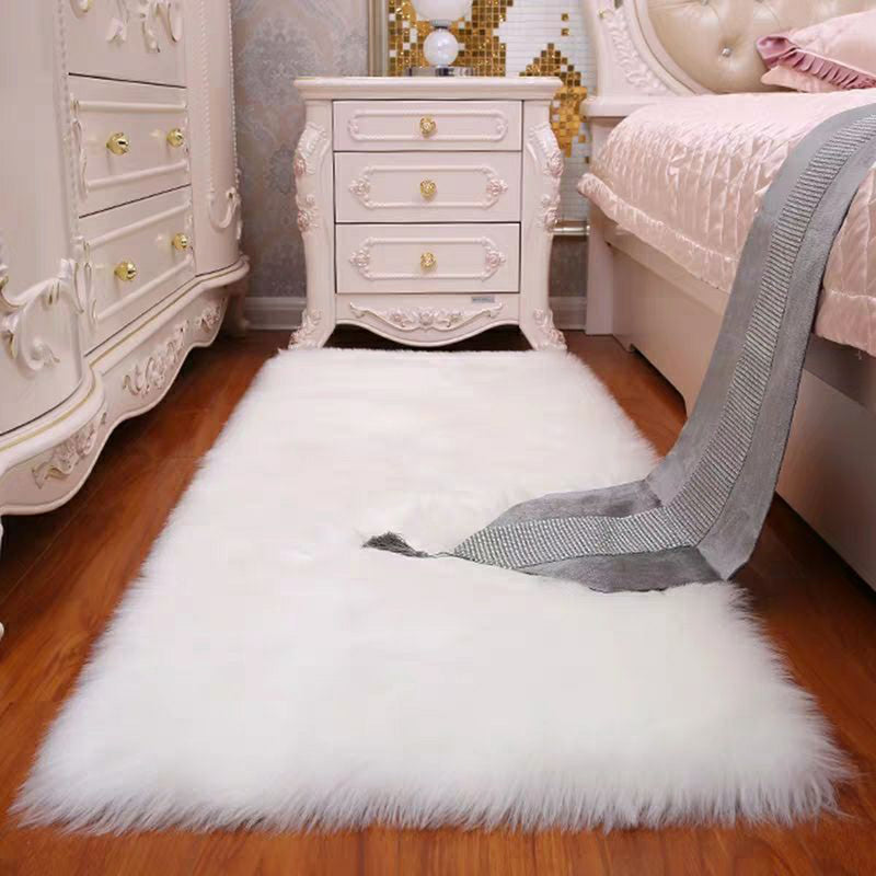 24" X 72" Soft and Plush Faux Fur White Bedside Runner - Seasonal Overstock