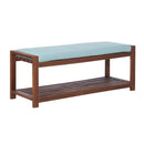 48" Walker Edison Indoor / Outdoor Patio Wood Bench with Washable Cushion - Blue - Seasonal Overstock
