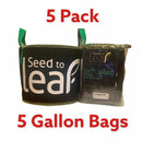 5pk 5 Gallon Seed to Leaf Grow Bags - Seasonal Overstock