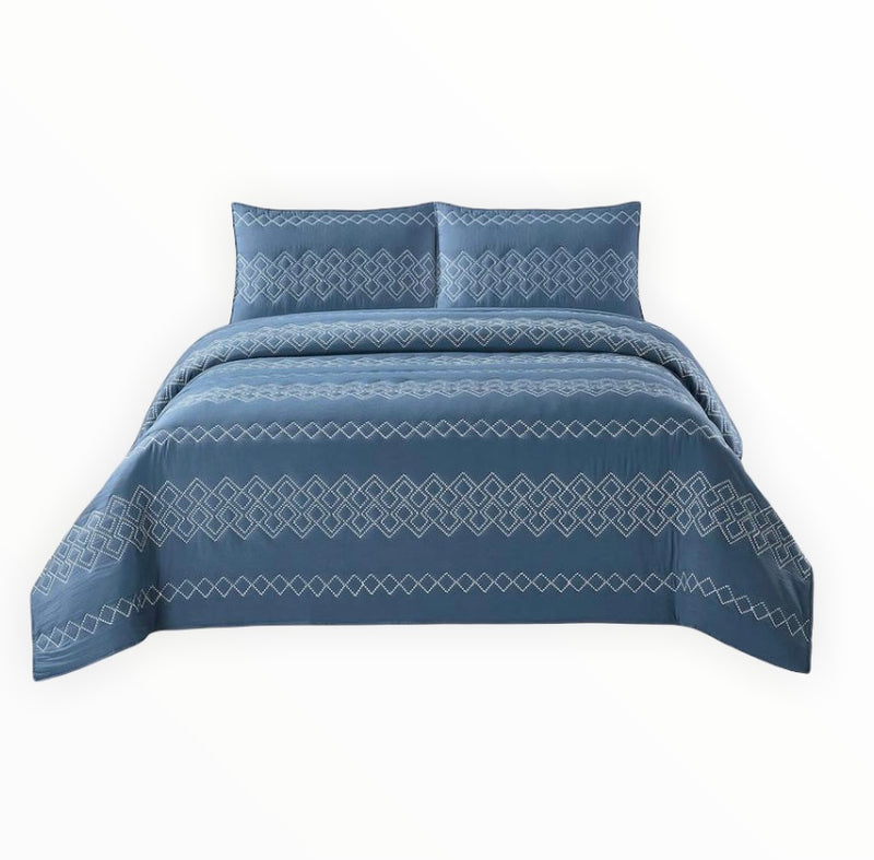King Size Zarine Navy 3pc Quilt Set by St Clair - Seasonal Overstock